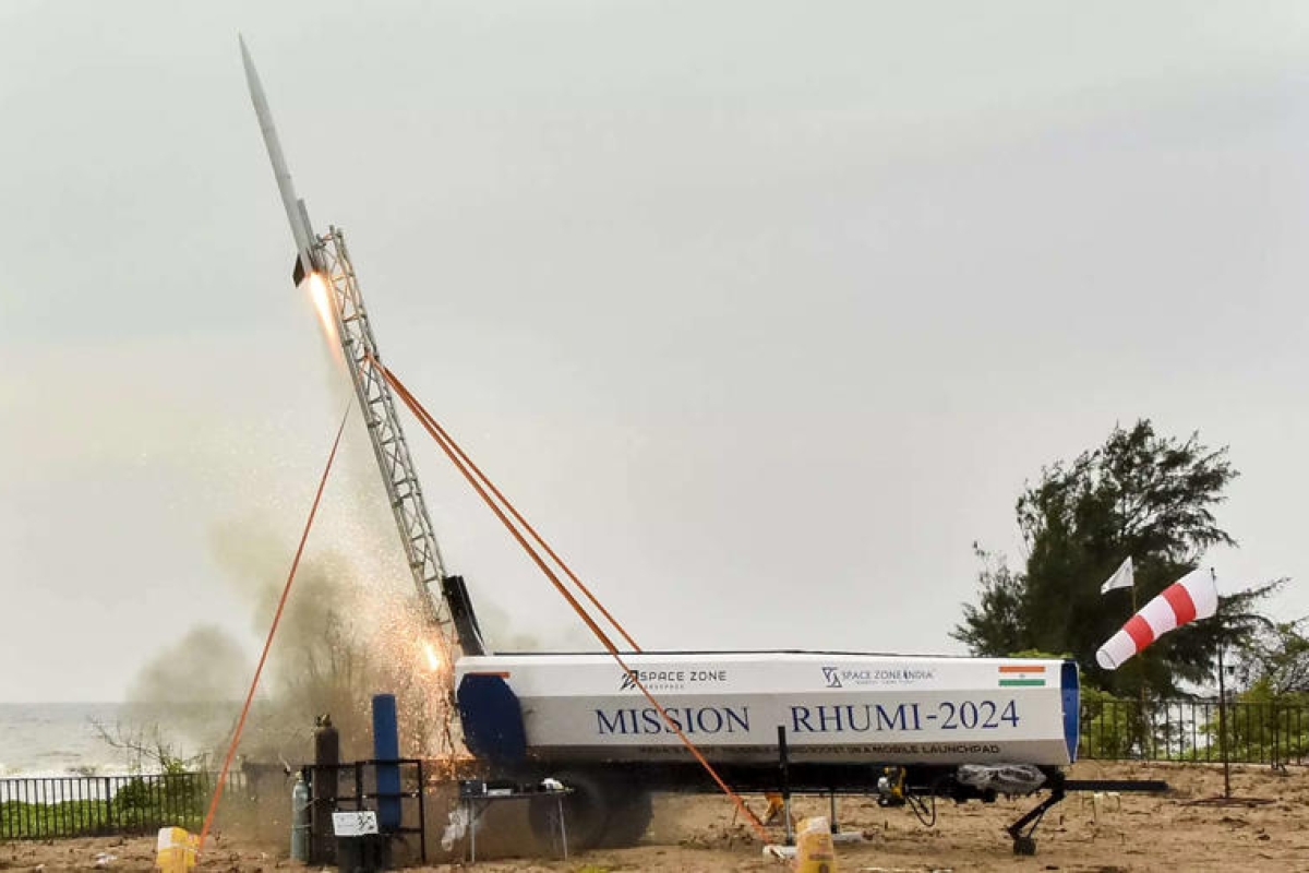 Tamil Nadu-based space startup successfully launches its first reusable hybrid rocket, RHUMI.